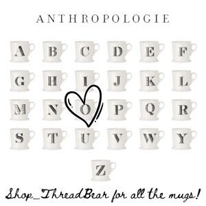 Like New! O {Anthro} Initial Coffee Mug | White Anthropologie Monogram + Tea Cup
